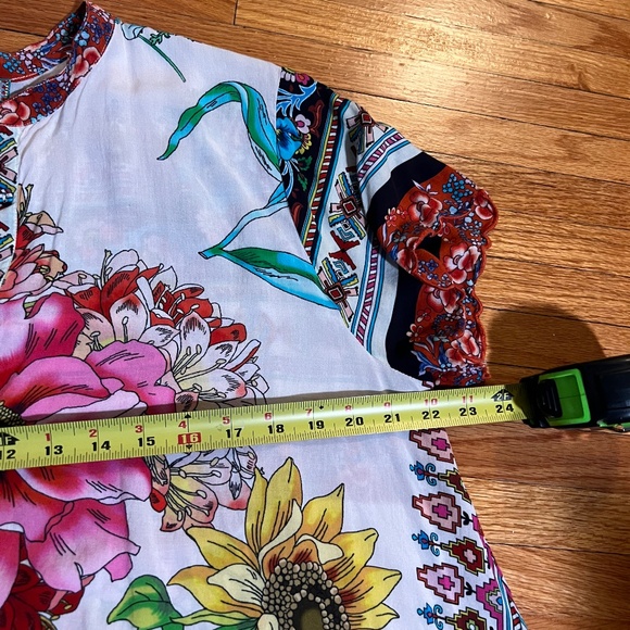 Johnny Was Large Hollywood Bold Boho Floral Cover-up A-line Tunic Mini - Picture 9 of 10